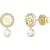 GUESS Oorbellen goud / transparant / parelwit