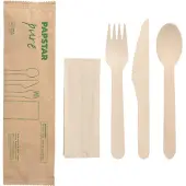 Papstar Bestecksets "pure" : Messer Gabel Löffel Serviette in Papierbeutel