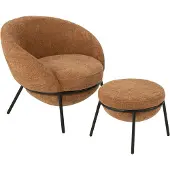 J-Line loungestoel + poef - ijzer - terracotta/zwart