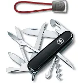 Victorinox Huntsman Zwitsers Zakmes+lanyard -15 Functies - Zwart/rood