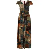 Apricot Maxi-jurk met smockwerk in patchwork