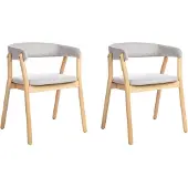 Beliani MYLO - Eetkamerstoel set van 2 - Lichtgrijs - Polyester