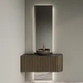 Gliss Design Spiegel celeste tweedelig met led verlichting en verwarming 50x140 + 40x20 cm