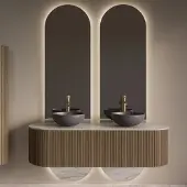 Gliss Design Spiegel selene tweedelig met indirecte led verlichting en verwarming 50x140 + 50x25 cm