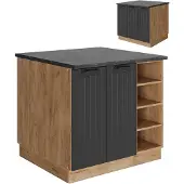 Vicco Keukeneiland Fame-Line Donkergrijs 90 cm met lade, zonder werkblad, Model 57084