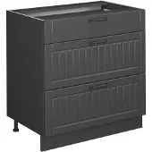 Vicco Fame-Line Keukenonderkast – 80 cm met 3 laden, WB Marmer Donkergrijs