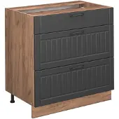 Vicco Fame-Line Keukenonderkast – 80 cm met 3 laden, WB Antraciet Donkergrijs