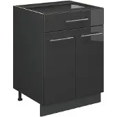Vicco Keukenonderkast Fame-Line Antraciet Hoogglans 60 cm met lade, zonder werkblad, Model 57137