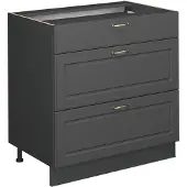 Vicco Fame-Line Keukenonderkast – 80 cm met 3 laden, WB Eik Anthrazit-Gold Landhaus