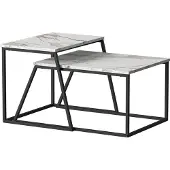 Vicco Myra Salontafel set – 60 x 50 cm 2 delen Zwart/marmer-wit