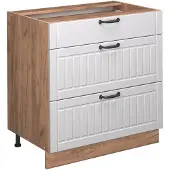 Vicco Fame-Line Keukenonderkast – 80 cm met 3 laden, zonder werkblad Wit Landhuis