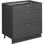 Vicco Keukenonderkast Fame-Line Anthrazit-Gold Landhaus 80 cm met 3 laden, zonder werkblad, Model 57277