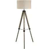 Searchlight Landelijke vloerlamp Easel 145cm Tripod hout met taupe