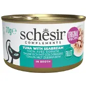Schesir 12x Kattenvoer Tonijn En Zeebrasem In Boullion 70 Gr