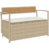 vidaXL Tuinbank met kussen beige polyrotan