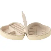 J-Line 46542 Juwelendoos Hart Kunstleder Beige - 16 x 15 x 7 cm