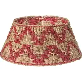 Beliani GLACE - Kerstboomrok - Naturel/Rood - ⌀ 60 cm - Zeegras
