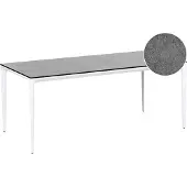 Beliani SOVARETO - Tuintafel - Wit/Donkergrijs - HPL/Aluminium