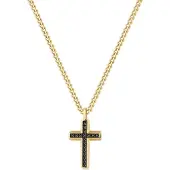 Brosway BACKLINER BBC02 GOLD-PLATED KRUIS KETTING MET ZWARTE ZIRKONIA'S 1 STUK
