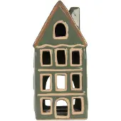 Clayre & Eef Waxinelichthouder Huis 9x8x19 cm Groen Keramiek