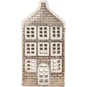 Clayre & Eef Waxinelichthouder Huis 7x7x14 cm Grijs Keramiek