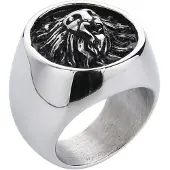 Mendes heren ring Leeuw Edelstaal Zilverkleurig-21.5mm