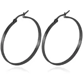 Cilla Jewels Dames oorringen Edelstaal Zwart-60mm