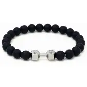 Memphis kralen armband Matte Onyx Dumbbell Silver