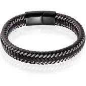 LGT JWLS Heren armband Leer Edelstaal LGT Jewels Zwart Bruin - 19cm