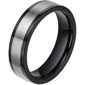 Mendes Wolfraam heren ring smal model Zwart Zilverkleurig 6mm-17mm