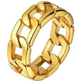 Mendes Edelstaal heren ring Cuban Link Goudkleurig-21.5mm