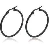 Cilla Jewels Hoop oorringen Dames Edelstaal Zwart-40mm
