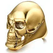 Mendes Stalen herenring Skull Gold-19mm