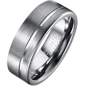 TJ Tom Jaxon Wolfraam heren ring Groef Zilverkleurig-17mm