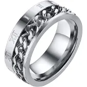 Mendes heren ring Cuban Link Roman Numeral Silver-21.5mm