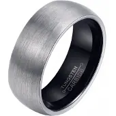 Mendes Wolfraam heren ring Zilver met Zwart 8mm-19mm