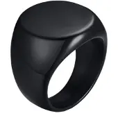 Mendes Stalen heren ring Ronde Zegel Zwart-20mm