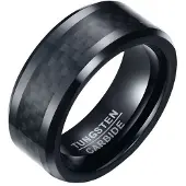 Mendes Wolfraam heren ring Carbon Fiber Zwart 8mm-19mm