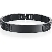 Mendes ID Armband Edelstaal Carbon Fibre Zwart