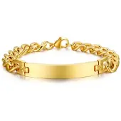 Mendes ID Armband Heren Edelstaal Graveerplaat Goudkleurig - 21cm