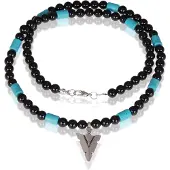 Memphis kralen ketting Zwart Agaat Arrow - 50cm
