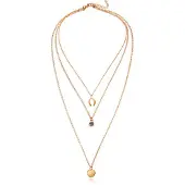 LGT JWLS Gelaagde goudkleurige ketting Wishing Bone muntje en Zirkonia