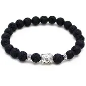 Memphis kralen armband Lavasteen Buddha Silver