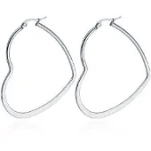 Cilla Jewels Dames oorringen Edelstaal Zilverkleurig hartje-60mm