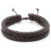 LGT JWLS Gevlochten leren armband Duo LGT Jewels Bruin