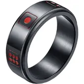 LGT JWLS Stalen mannen ring Dobbelsteen spinner Zwart Rood-18mm