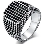 Mendes Titanium Zegelring heren Zilverkleurig Zwart-21.5mm