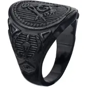 Mendes Heren ring Vrijmetselaars Edelstaal Zwart -19mm
