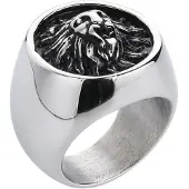 Mendes heren ring Leeuw Edelstaal Zilverkleurig-17mm