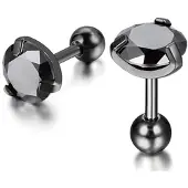 Mendes Heren oorbellen Black Royal King Crown Zwart-5mm